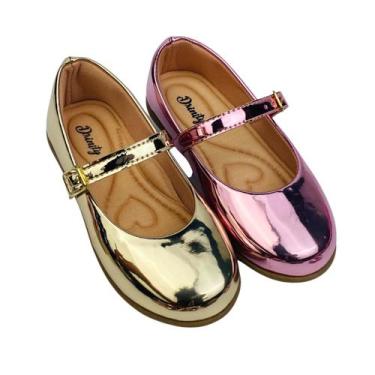 Imagem de Kit Com 2 Pares Sapatilha Infantil Menina Boneca Verniz Confortável SP