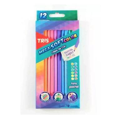 Imagem de Lápis De Cor 12 Cores Mega Soft Color Tris - Tons Pastel