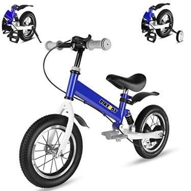 Imagem de bikeboy Bicicleta de equilíbrio 3 em 1, o uso duplo de uma bicicleta de equilíbrio infantil e bicicleta infantil, 12 14 polegadas para 2-6 anos de idade, com amortecedores, para-lamas, pedais, rodas
