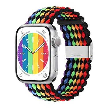 Imagem de Bagoplus Pulseiras esportivas compatíveis com Apple Watch Watch de 49 mm, 38 mm, 40 mm, 41 mm, 42 mm, 44 mm, 45 mm, feminino, 45 mm, unissex, ajustável, trançada, elástica, esportiva para iWatch Series 8/7/6/SE/5/4/3/2/1/Ultra