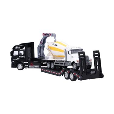 Imagem de Modelo de veículo de engenharia, treinamento de imaginação de modelo de trailer móvel em escala 1:50 para playground(Reboque de construção com misturador)