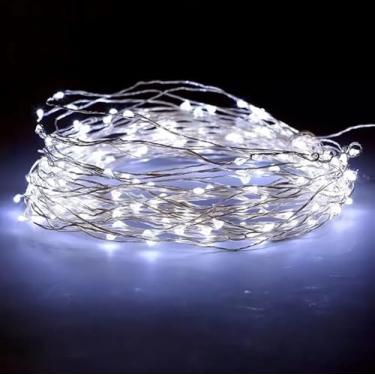 Imagem de Pisca de LED Cordão 50L 5M a Pilha Para Natal Ano Novo (Branco Frio)