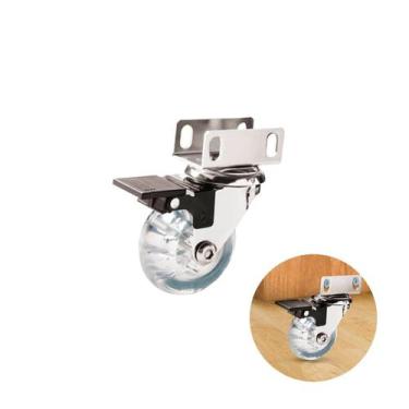 Imagem de Rodízio Transparente 50 Mm Com Freio Chapa U 16 Mm Cromado - Soprano
