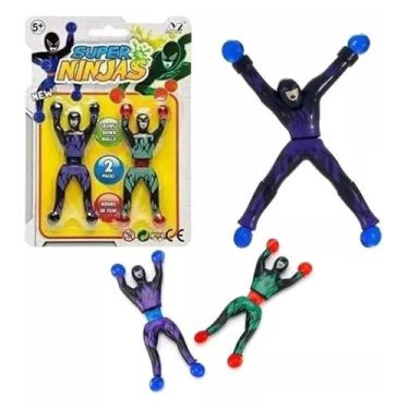 Imagem de Kit 2 bonecos Ninja Homem Geleca Super Ninjas Boneco gruda desce teto 