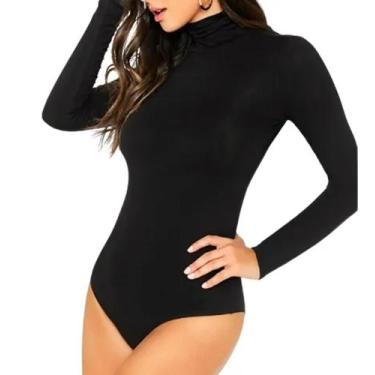 Imagem de Body Básico Feminino Manga Longa Gola Alta 4 Estações preto gg  - cowg