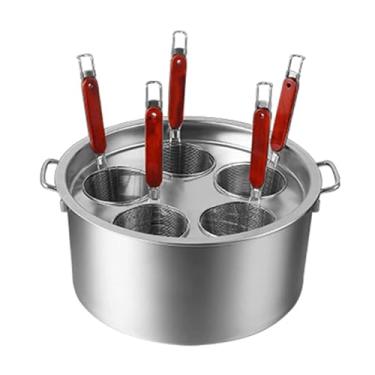 Imagem de Buokaiw Panela de macarrão com coador, conjunto de inserção de panela de macarrão de aço inoxidável, ferramenta de cozimento multipotes, conjunto de panela de macarrão, 5 peças, panela de aço