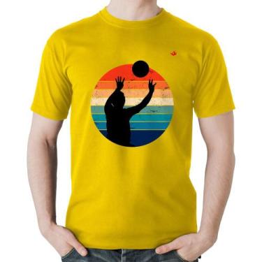 Imagem de Camiseta Algodão Vôlei Vintage Sunset - Foca na Moda, Amarelo, GG