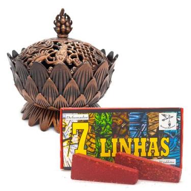 Imagem de Kit Turíbulo Defumador Sete Linhas Defumador C/ 20 Tabletes - Flash