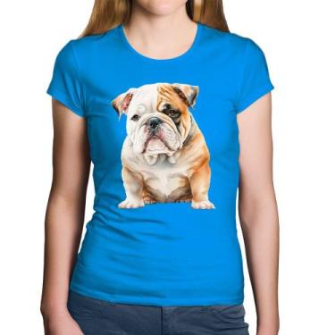 Imagem de Baby Look Algodão Bulldog-Inglês - Foca na Moda, Azul, P