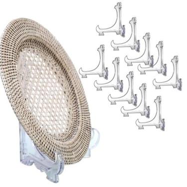 Imagem de Kit 12 Peças Suporte P/ Pratos Acrílico Transparente 12,5cm