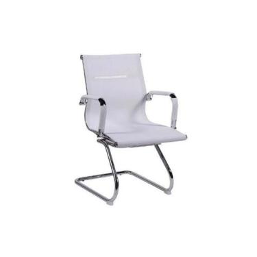 Imagem de Cadeira Secretária Interlocutor Esteirinha Branca de Tela Mesh - Charl