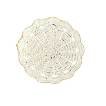 Imagem de Sousplat  Americano Redondo de Mesa em Crochê Crú / Dourado