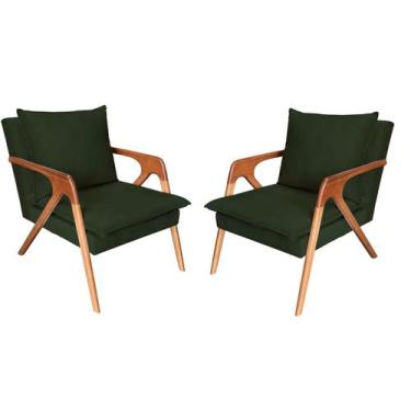 Imagem de Kit 2 Poltronas decorativa Monalisa Luxo Dora Bela, 0130 Verde Musgo
