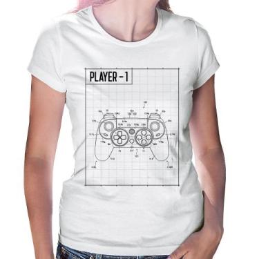 Imagem de Baby Look Player 1 Controle Joystick - Foca na Moda, Branco, GGG