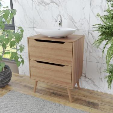 Imagem de Gabinete para Banheiro com 2 Gavetas para cuba 60x80cm Pés Palito Amên