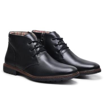 Imagem de Bota masculina Social Casual De Couro Confortável Preta e Marrom Com z