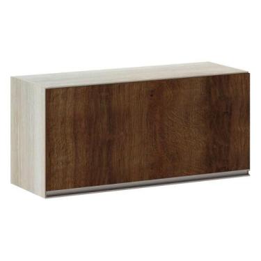 Imagem de Armário Basculante 80cm 1 Porta Legno Crema C/Nogueira - LUCIANE MÓVEI