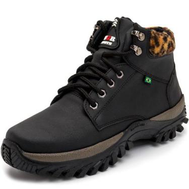 Imagem de Bota Coturno Casual HFAST Shoes Detalhe Onça com Sola Tratorada, Preto