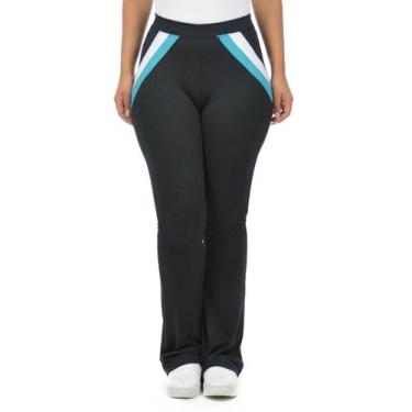Imagem de Calça Canelada Carisma Fenomenal, Preto c, Verde jade, GG