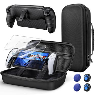 Imagem de Kit de acessórios 10 em 1 para Playstation Portal, estojo de transporte KOVA e capa de TPU com suporte para console de portal PS5, capa de viagem com 2 protetores de tela e 4 alças de polegar para PS