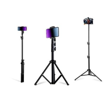 Imagem de Tripé de telefone ajustável de 119,9 cm e bastão de selfie, suporte de tripé de câmera TONSNVITAE com suporte de telefone compatível com iPhone/Android/Huawei, GoPro, luz de preenchimento, projetor,