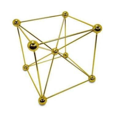 Imagem de Escultura Decorativa Cubo Moleculas Dourado Impecavel Luxo - LUXdécor