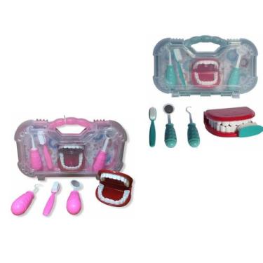 Imagem de Maleta Kit Dentista Rosa e Kit dentista Verde Odontologia Brinquedo - 