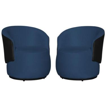 Imagem de Kit 02 Poltronas Tecido Suede Mesclado em material sintético Preto Bea