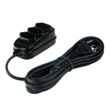 Imagem de Extensão 5m 3 Tomadas Tripolar Fiolux Preta