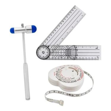 Imagem de Kit Fisioterapia Goniômetro Grande + Trena Antropométrica + Martelo Bu