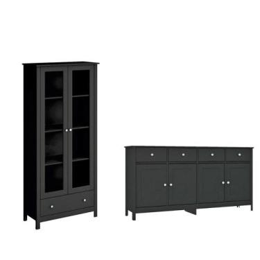 Imagem de Cristaleira + Aparador Buffet Ditália E-954+R-626 Preto cozy