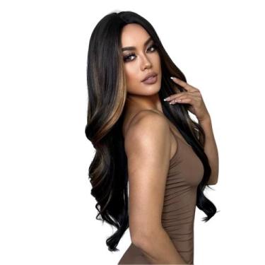 Imagem de Peruca Wig Cabelo Bio Orgânico Ondulado Mechas Acobreado - Yan Hair, M