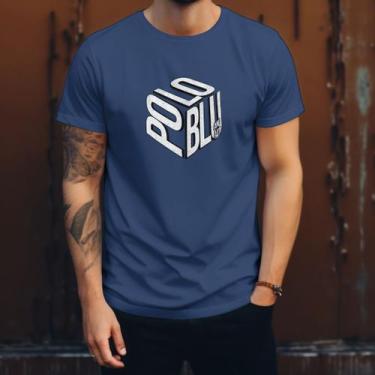 Imagem de Camisa Camiseta Masculina Estampada Cubo Polo Blu Leve e Confortável e
