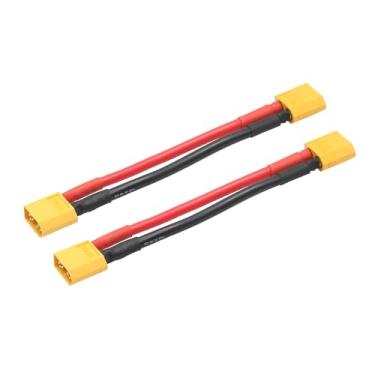 Imagem de Cabo conector de bateria XT60 curto 10 cm, XT60 macho para XT60 macho conector adaptador com cabo 12AWG para extensão de 2 cabos e carregador lipo RC etc (2 peças)