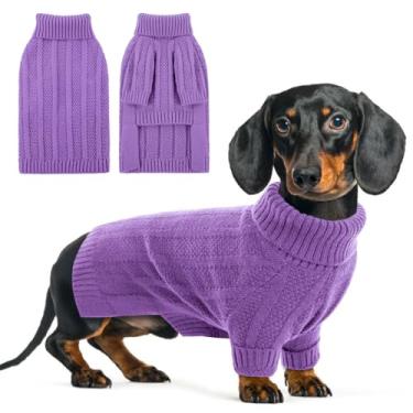 Imagem de Queenmore Suéter pequeno para cães, suéter pequeno para cães, suéter de malha macia para animais de estimação, roupas de Natal, pulôver de gola rolê, suéteres para cães e meninas, meninos, malha