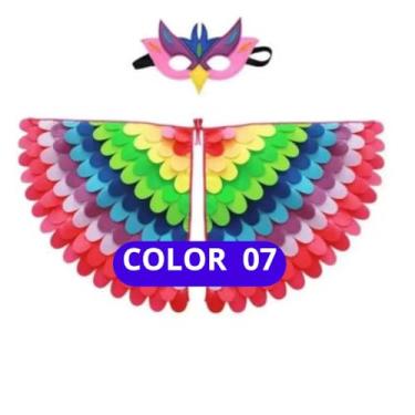 Imagem de Fantasia De Asas De Pássaro Para Crianças De 3 A 8 Anos De Idade, Máscara De Feltro E Conjunto De Asas, Coruja, Pavão, Para Meninos E Meninas, Carnaval, Halloween (COLOR07)