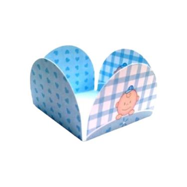 Imagem de Kit 50 Forminha 4 Petalas p/Doces Cha de Revelação Bebe Menino
