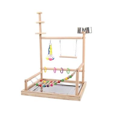 Imagem de Generic Parrot Bird Playground, Brinquedo de Exercício de Ginástica para Pássaros, Suporte de Brincadeira para Pássaros Periquitos, Suporte de Madeira para