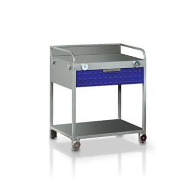 Imagem de HOMES: Inside + Out Iohomes Kermal Metallic Mesa de cabeceira juvenil, prata e azul