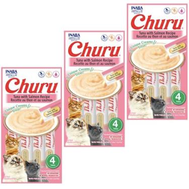 Imagem de Kit 03 Churu Petisco Para Gatos Vários Sabores Escolher Inaba - 8 Tubetes (Kit 03 unid. (12 Tubetes), Atum e Salmão)