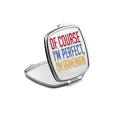 Imagem de Espelho compacto armênio, amante de presente armênio, claro que sou perfeito, sou espelho fotográfico armênio, espelho de maquiagem de viagem pequeno espelho portátil, espelho de bolso portátil, ideia