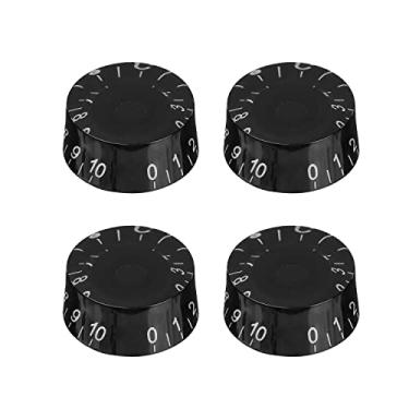 Imagem de XIYANGJUAN Botões pretos para guitarra elétrica Speed Volume Tone Control Knob para Epiphone Les Paul LP Style Conjunto de reposição de peças de guitarra elétrica de 4 peças (palavra em preto e