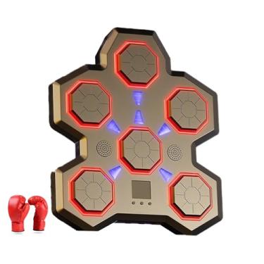 Imagem de Rock88 Máquina de boxe de música inteligente, máquina de perfuração de parede com luvas, equipamento de perfuração de treino para sala de estar e escritório, preta, 61,5 cm x 52 cm