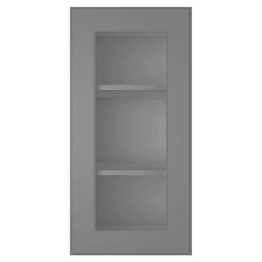 Imagem de Armário de porta de vidro sem moldura montado na parede, armário de armazenamento de madeira com portas de fechamento macias, móveis decorativos para sala de estar, Dtchen, banheiro, lavanderia