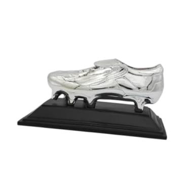 Imagem de Troféu de futebol de chuteira dourada, escultura de troféu de futebol para decoração de escritório e casa, Prata