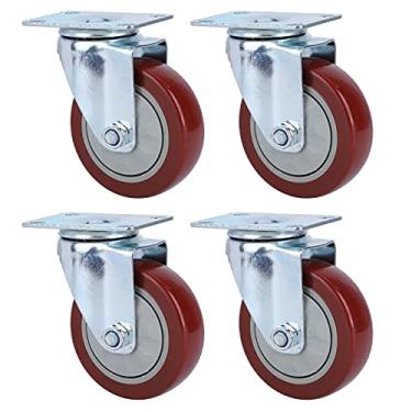 Imagem de Roda Vermelha do Rodízio da Cadeira de 4 Pces 3 Polegada Com Material do Plutônio e do Ferro, Capacidade de Carga de 220 Libras para Carrinhos, Bancadas, Móveis (4 polegadas)