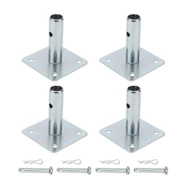 Imagem de KVMORZE 4 peças de base de andaime galvanizado com pino, placas de base de andaime quadradas, peças de andaimes para construção, 4,7 "x 4,7"x1-5/16 OD