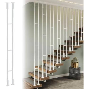 Imagem de Balaústres de ferro para escadas internas 20 35 39 44 59 90 95" de comprimento, eixos de escada de metal para lofts no porão Remodelação de escadas de escritório, coluna de corrimão moderna,
