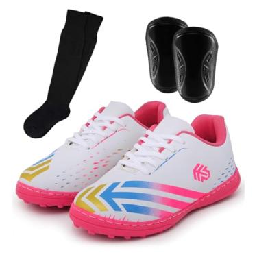 Imagem de Kit Chuteira Tênis Infantil Society Para Campo de Grama Sintética + Caneleira e Meião (Rosa, BR, Criança de 9 a 12 anos, Numérico, 33)