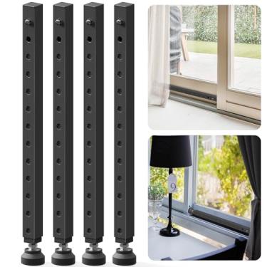 Imagem de Gadgetzan Barra de segurança de janela ajustável, trava de segurança de porta deslizante de 43 a 83 cm com base de borracha, tampa de janela para porta de vidro deslizante de pátio/janela